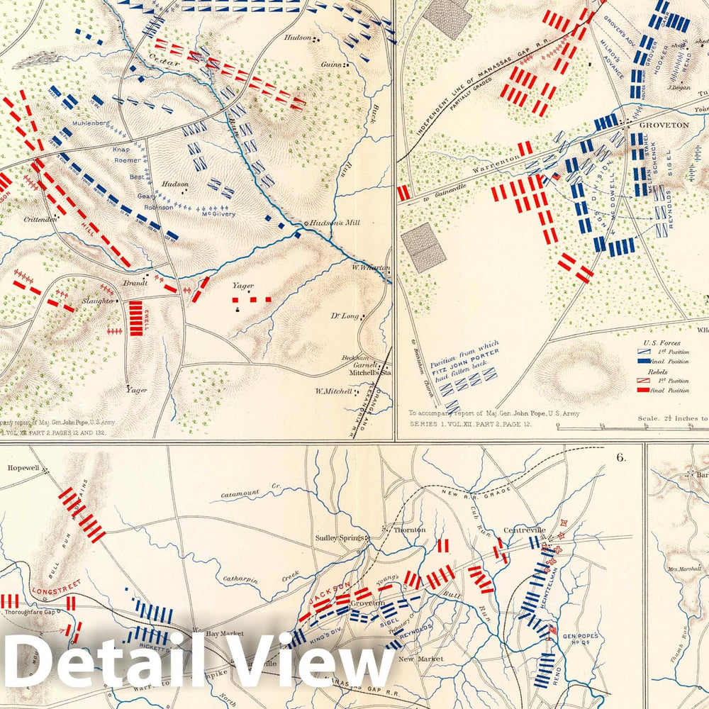 Historic Map : Military Atlas - 1895 Cav. Brigade, Cedar MTN, Manassas, Bull Run, Army of Va. - Vintage Wall Art