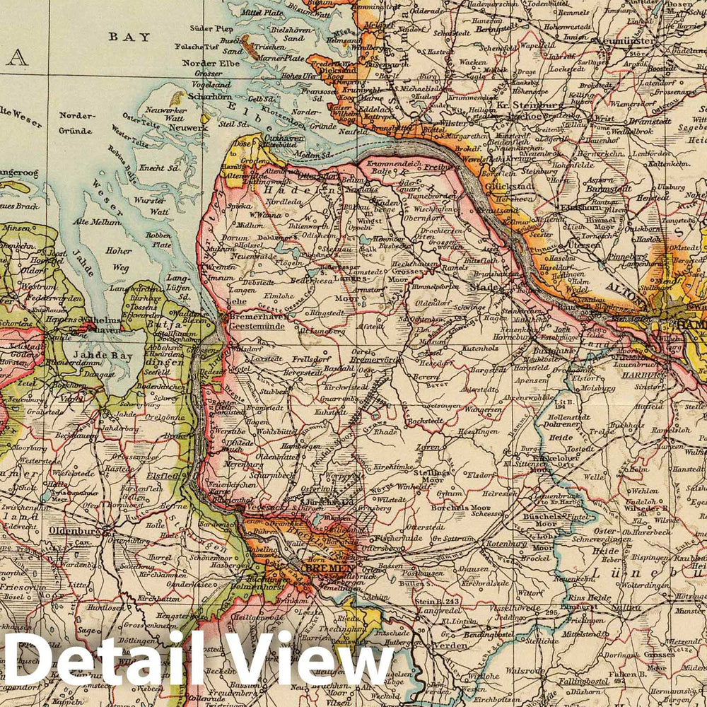 Historic Map : Germany, Schleswig-Holstein , Germany 1895 Hanover, Schleswig-Holstein. , Vintage Wall Art