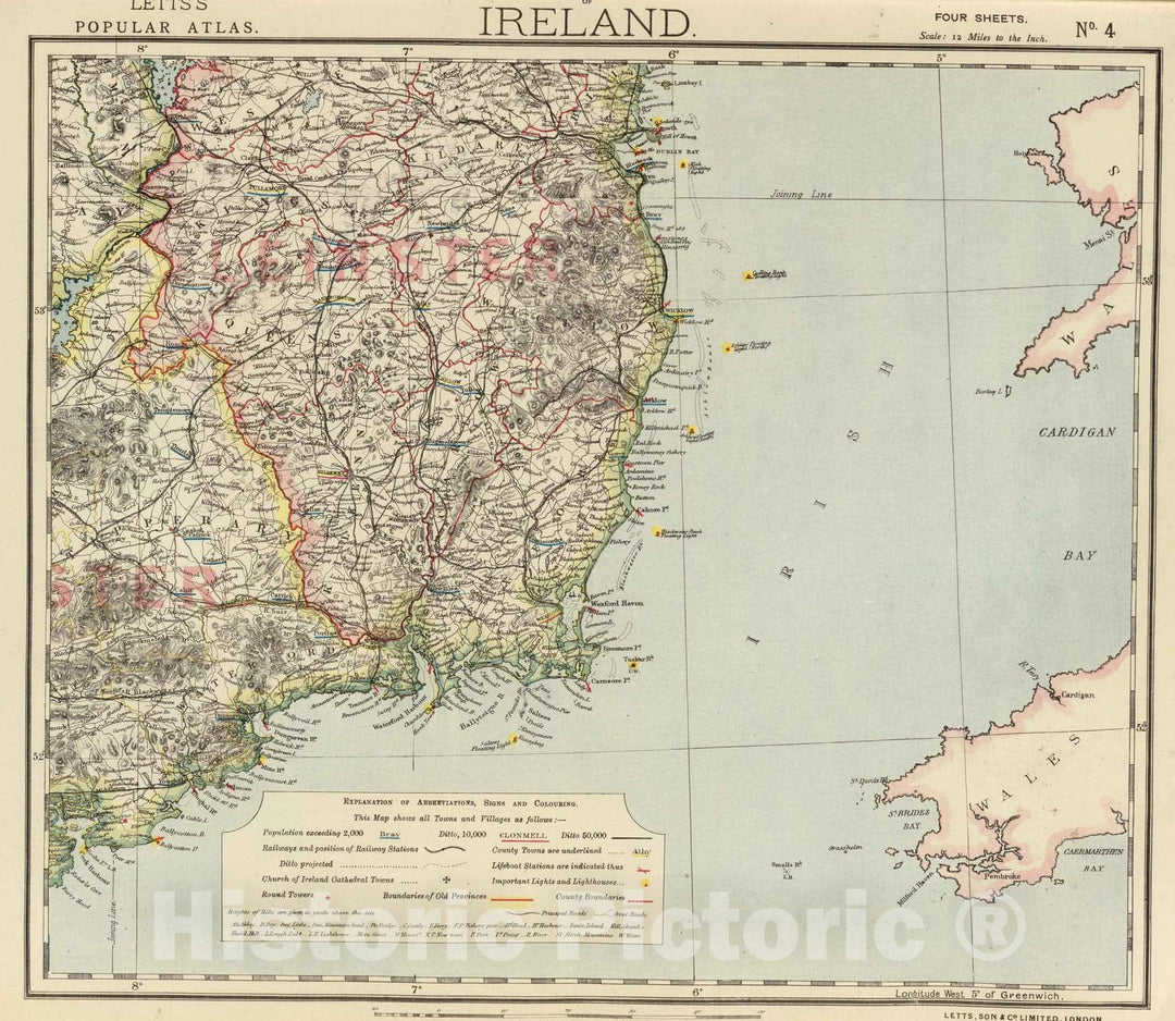 Historic Map : 1883 Ireland 4. - Vintage Wall Art