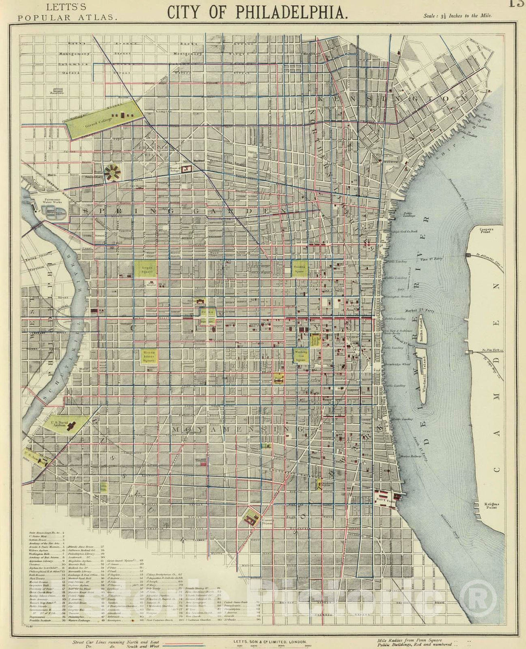 Historic Map : 1883 Philadelphia. - Vintage Wall Art