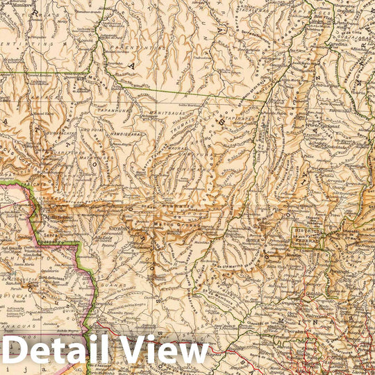 Historic Map : Bolivia; Brazil, Rio de Janeiro Region (Brazil), South America 1929 155-56. Brasile, Bolivia, Paraguay, Guaiana. , Vintage Wall Art