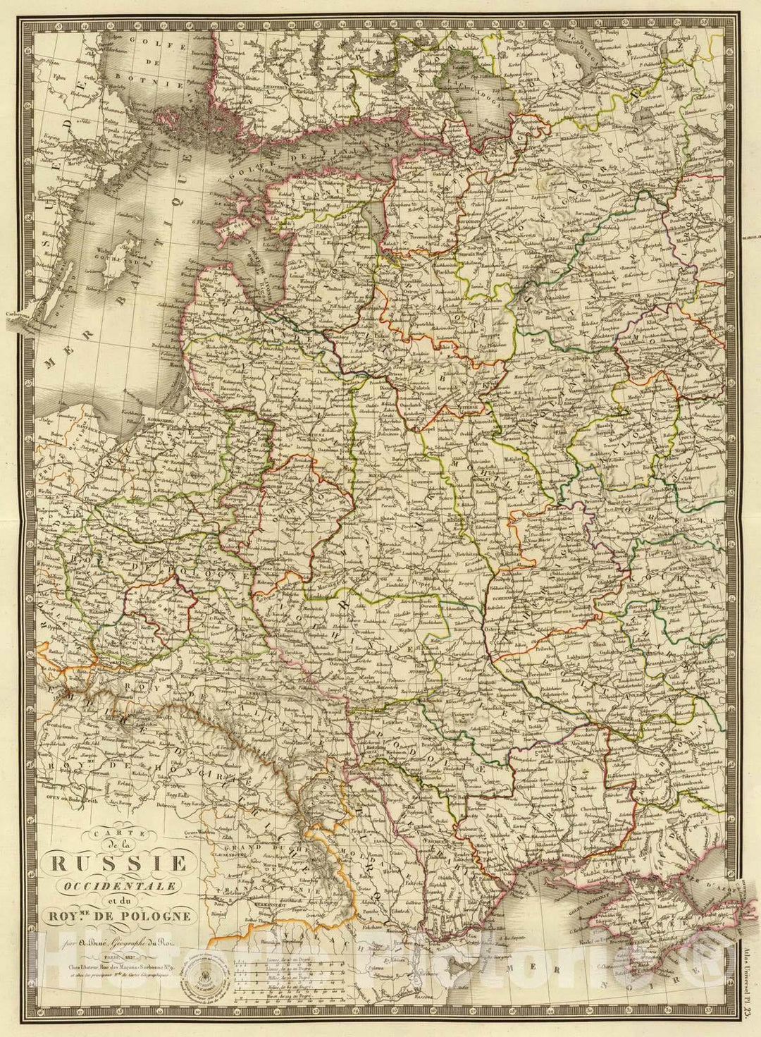 Historic Map : Poland; Russia, Europe, Eastern 1827 Russie occidentale, Pologne. , Vintage Wall Art