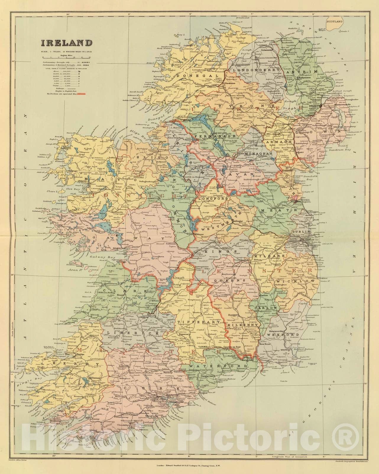 Historic Map : 1901 Ireland. - Vintage Wall Art