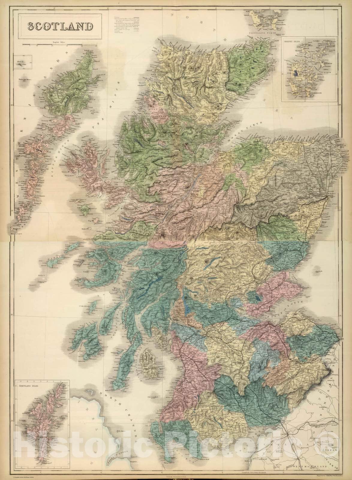 Historic Map : 1854 Composite: Scotland. - Vintage Wall Art