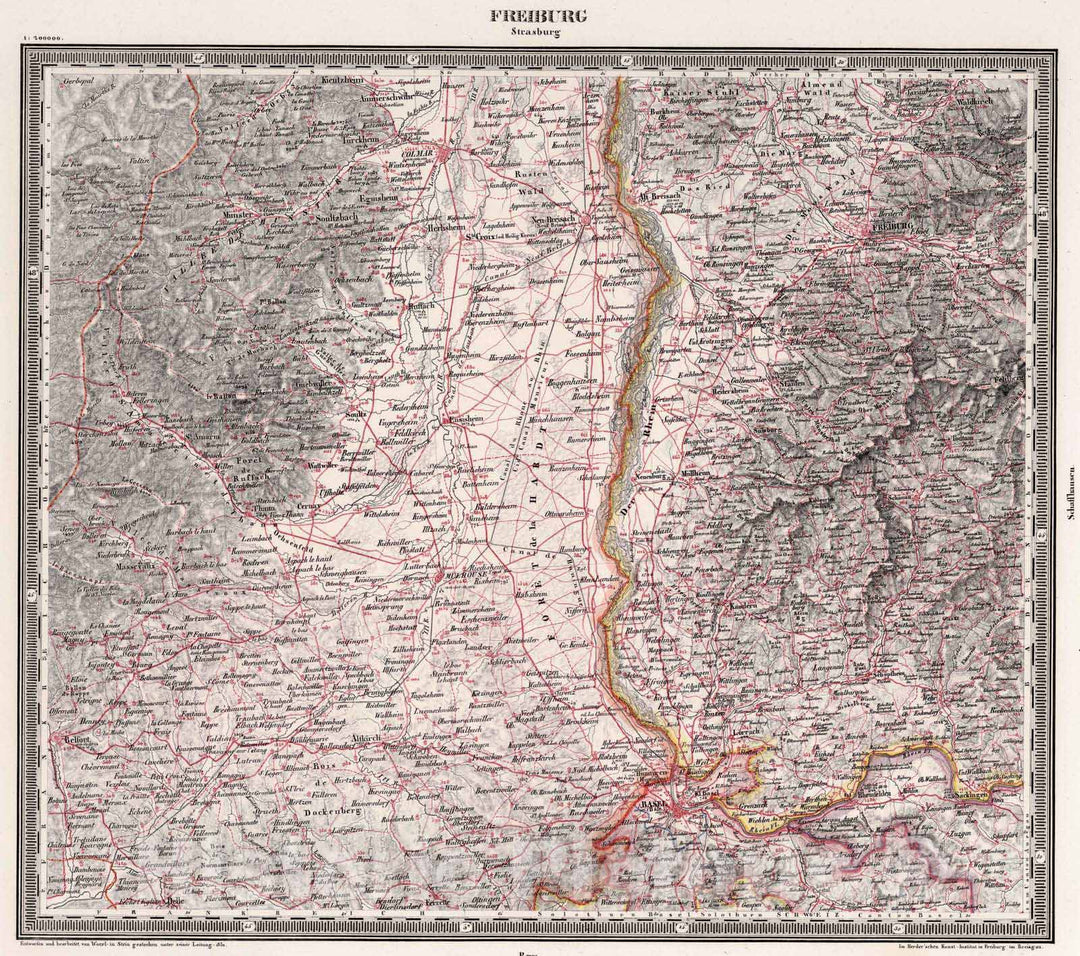 Historic Map : Germany , Freiburg Germany, 1831 Freiburg v2 , Vintage Wall Art