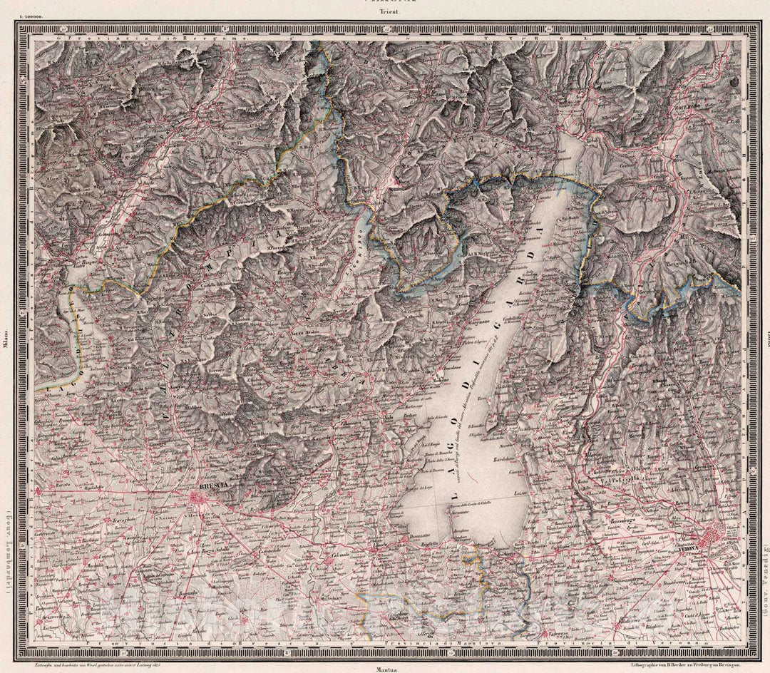 Historic Wall Map : Italy , Verona (Italy), 1835 Verona , Vintage Wall Art