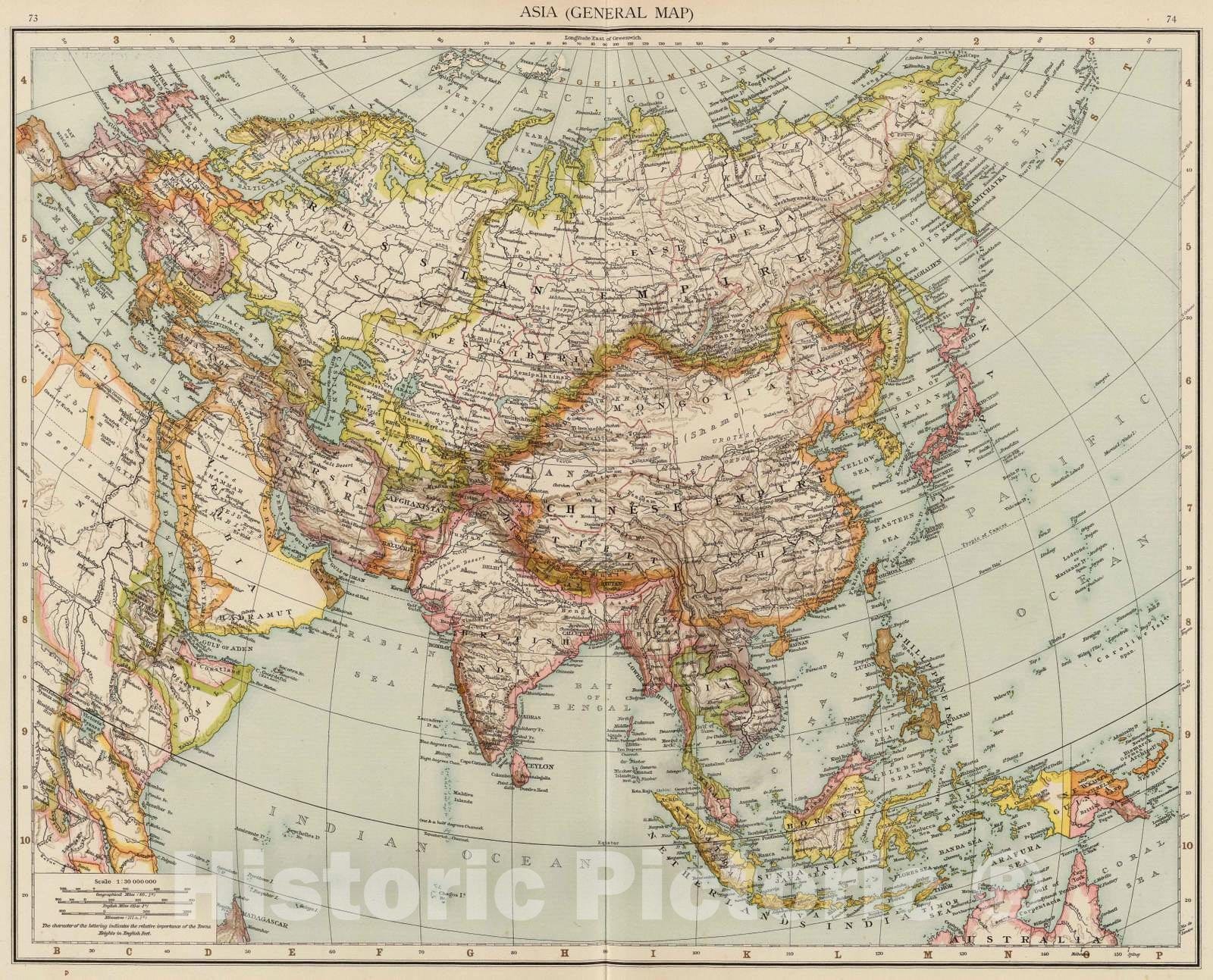 Historic Map : 1895 Asia. - Vintage Wall Art