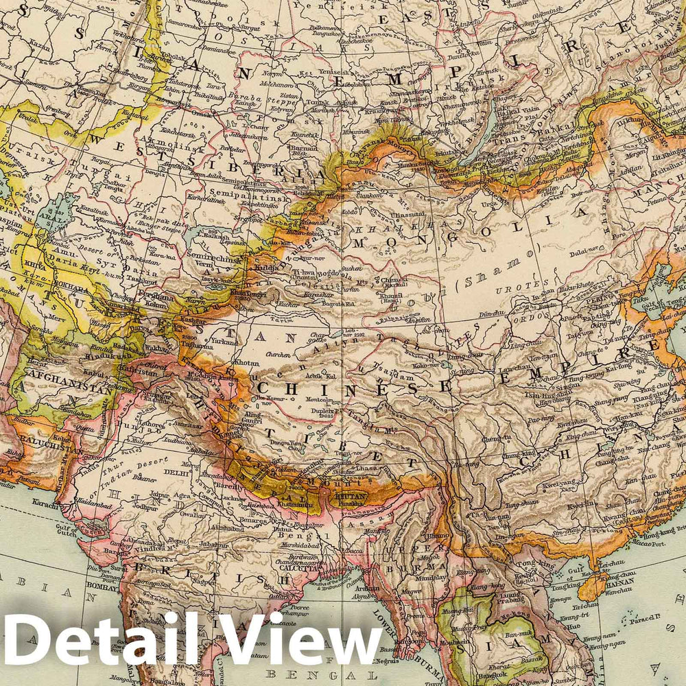 Historic Map : 1895 Asia. - Vintage Wall Art