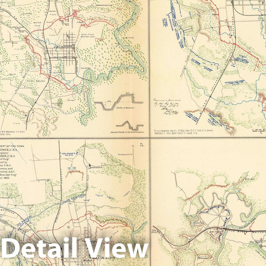 Historic Map : Military Atlas - 1895 Vicksburg, Jackson, Big Black River Bridge. - Vintage Wall Art