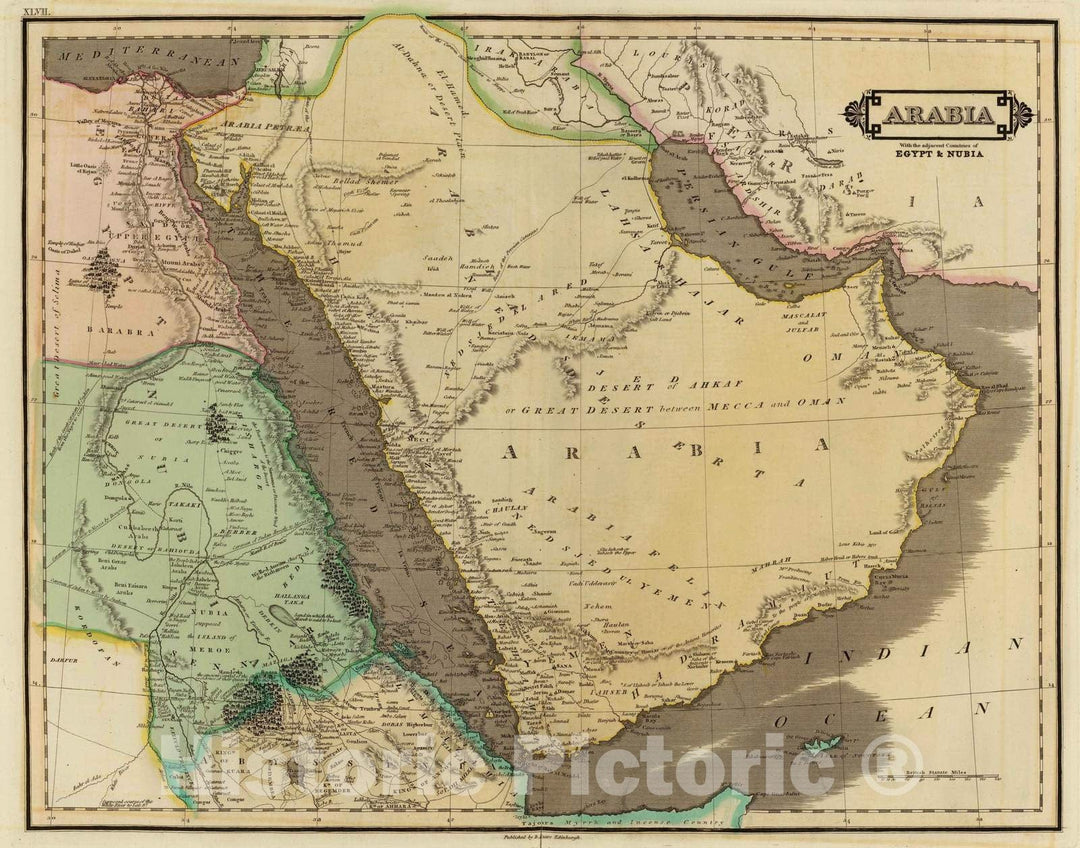 Historic Map : 1831 Arabia, Egypt, Nubia. - Vintage Wall Art