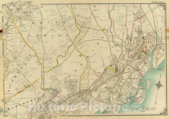 Historic Map : 1908 4 Atlas Rural Country District North of New York City. - Vintage Wall Art