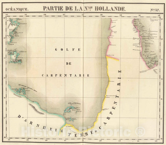 Historic Map : Australia, Northern Territory 1827 Partie, Nlle. Hollande. Oceanique no. 37. , Vintage Wall Art