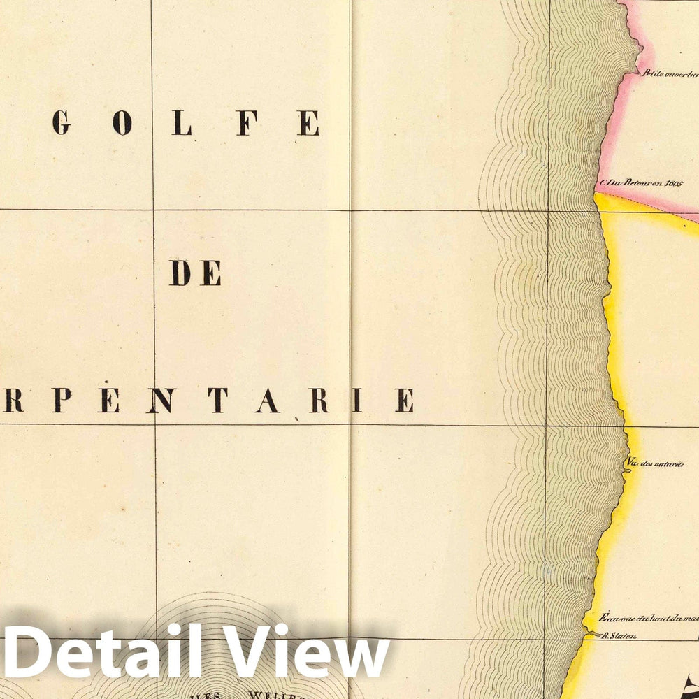 Historic Map : Australia, Northern Territory 1827 Partie, Nlle. Hollande. Oceanique no. 37. , Vintage Wall Art