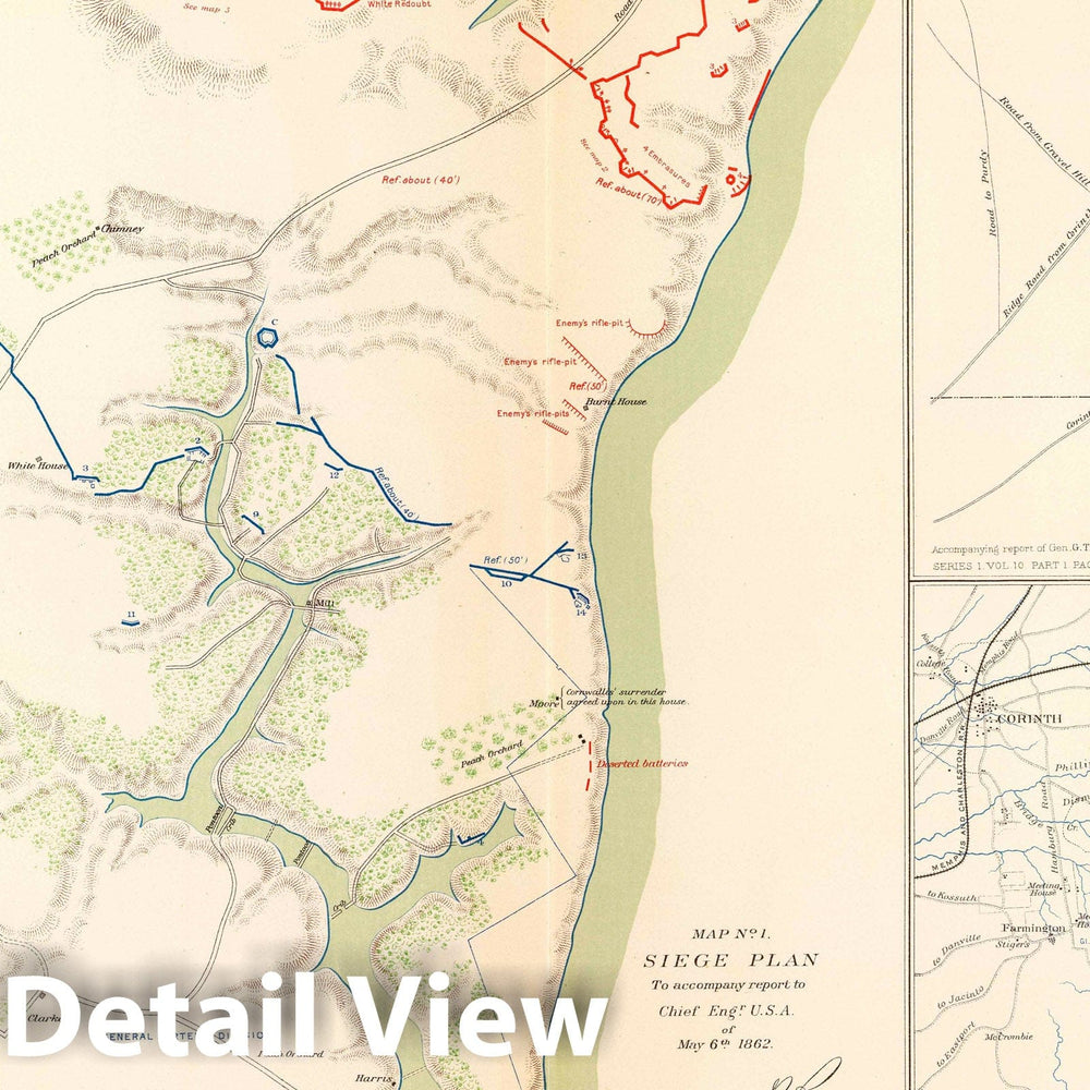 Historic Map : Military Atlas - 1895 Siege of Yorktown. - Vintage Wall Art