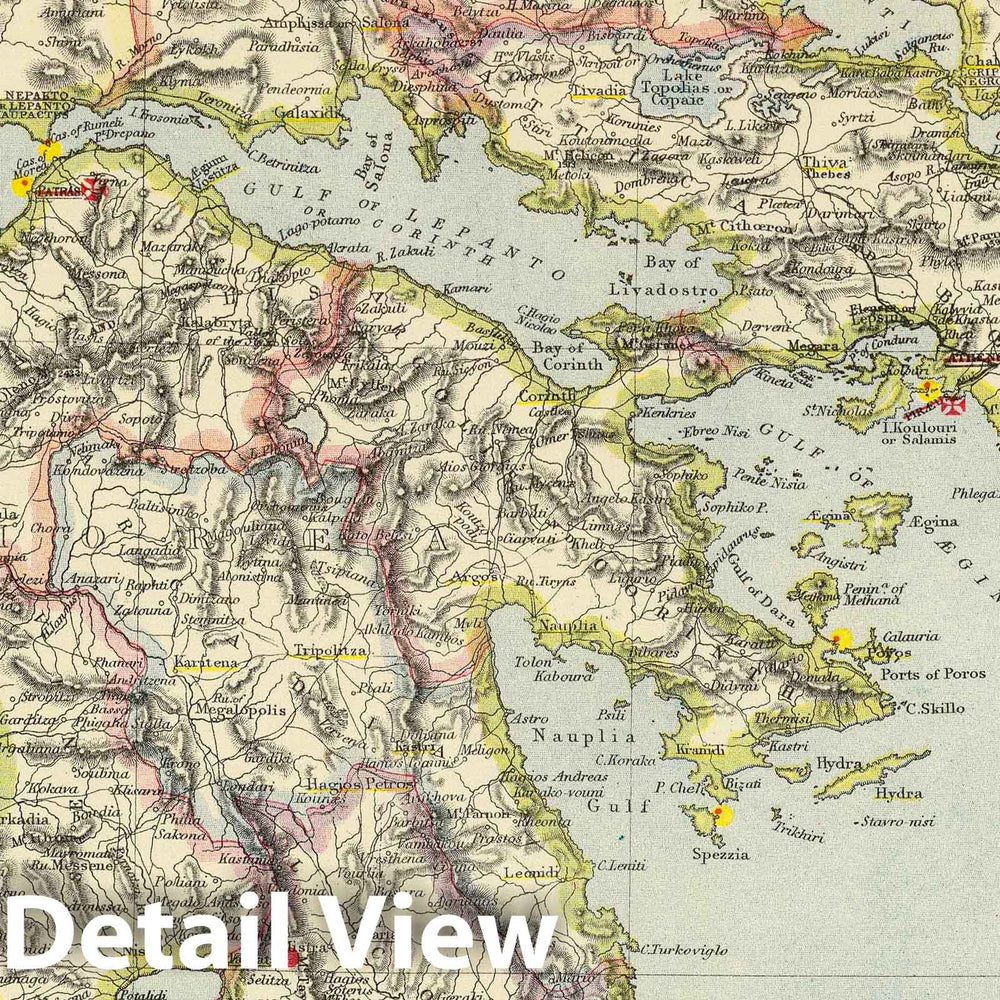 Historic Wall Map : 1883 Greece. - Vintage Wall Art