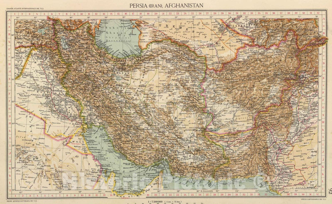 Historic Map : Afghanistan; Iran, 1929 92. Persia, Afghanistan. , Vintage Wall Art