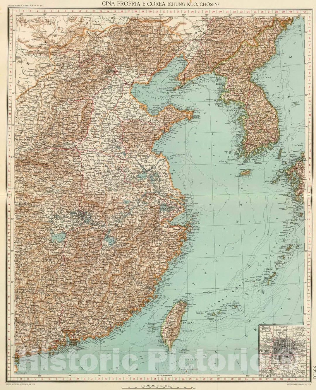 Historic Map : China; Korea, Beijing Region (China) 1929 99-100. Cina Propria, Corea. , Vintage Wall Art