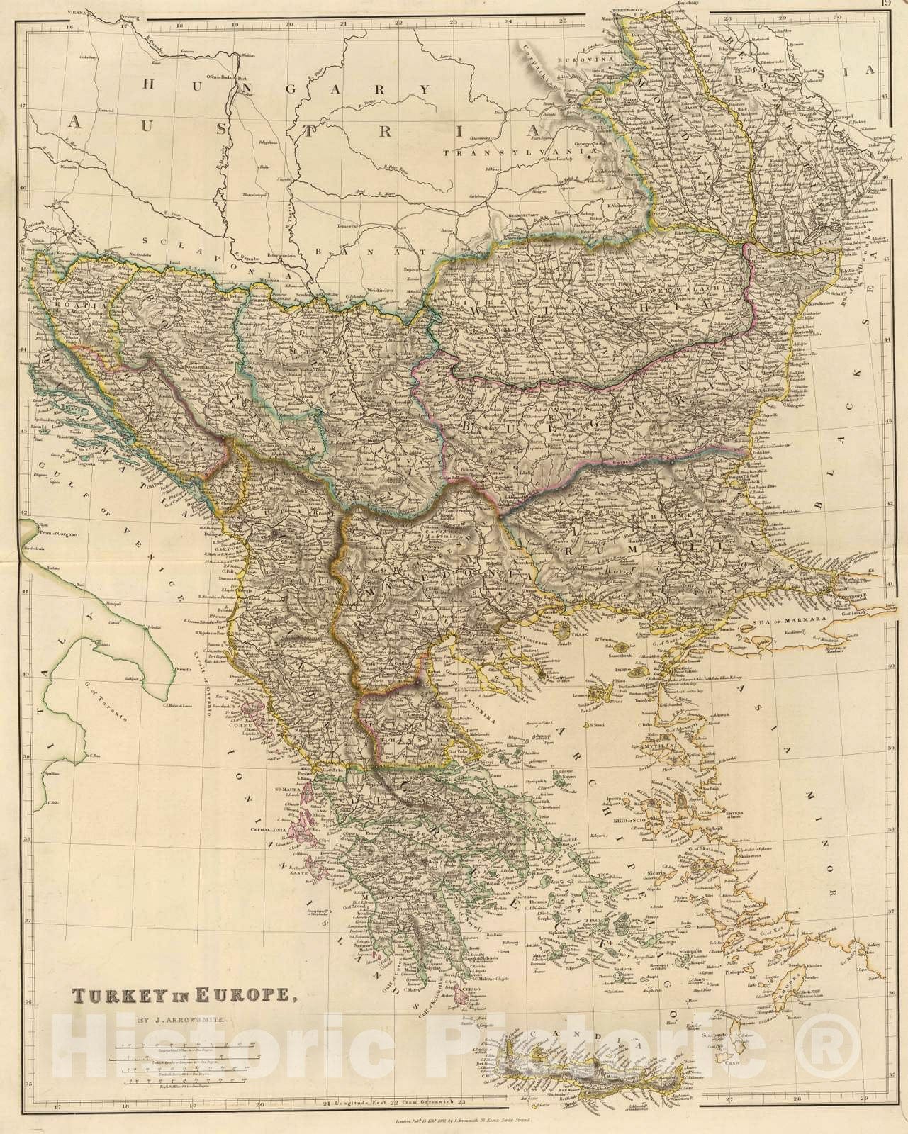 Historic Map : 1832 Turkey in Europe. v1 - Vintage Wall Art