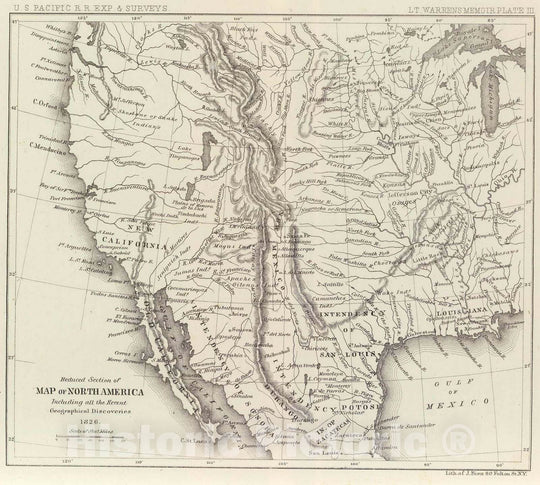 Historic Map : Exploration Book - Reduced Section, map of North America, 1826. - Vintage Wall Art