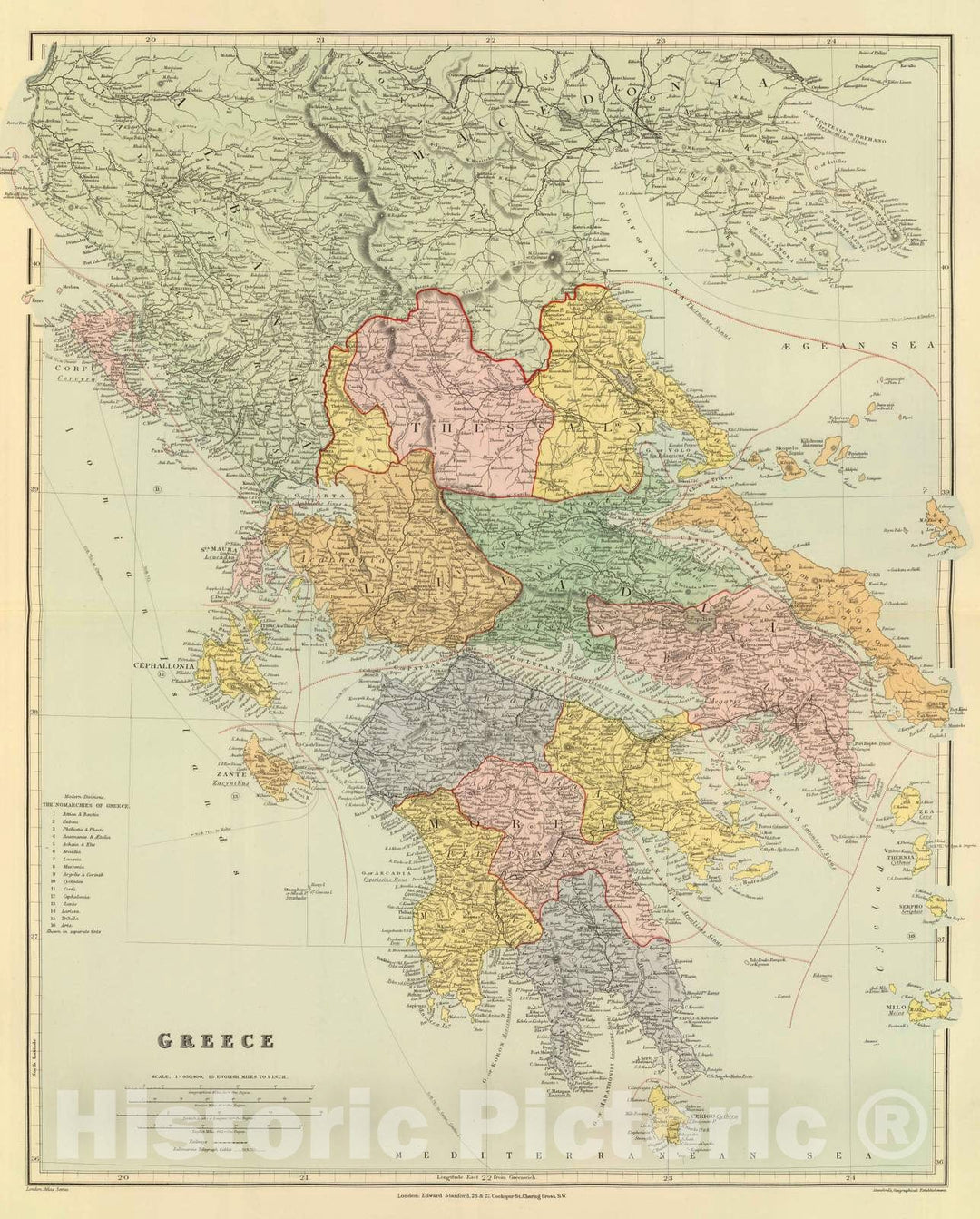 Historic Map : 1901 Greece. - Vintage Wall Art