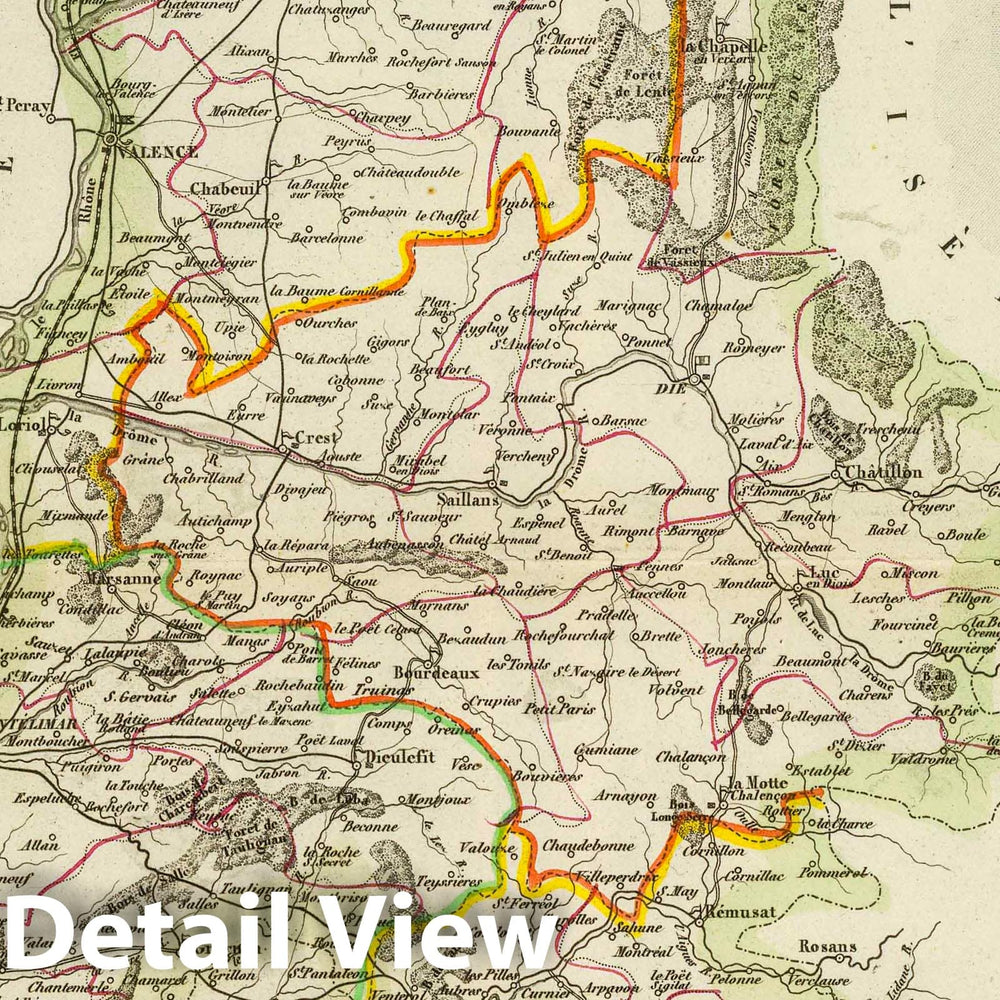 Historic Map : France, 1856 Dept. De La Drome. , Vintage Wall Art