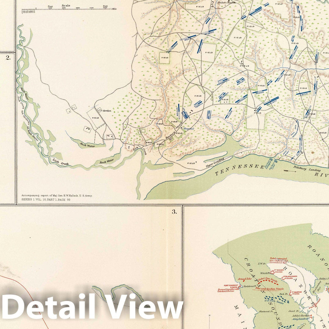 Historic Map : Military Atlas - 1895 Valverde, Shiloh, Ft. Craig, Roanoke Island. - Vintage Wall Art