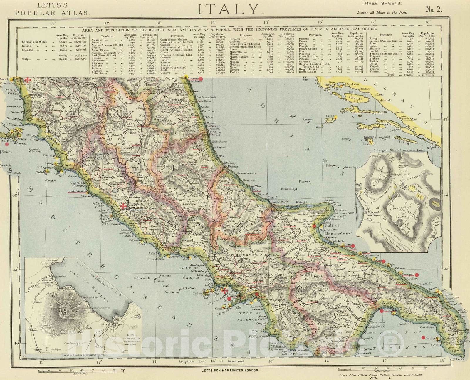 Historic Map : 1883 Italy 2. - Vintage Wall Art