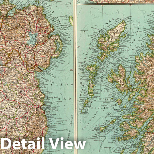 Historic Wall Map : Ireland; Scotland, Dublin Region (Ireland) 1929 49-50. Irlandia, Scozia. , Vintage Wall Art