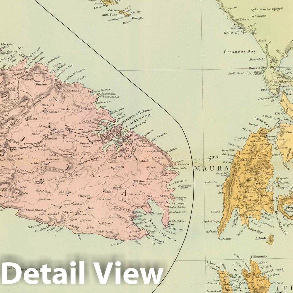 Historic Map : 1901 Ionian Islands, Malta. - Vintage Wall Art