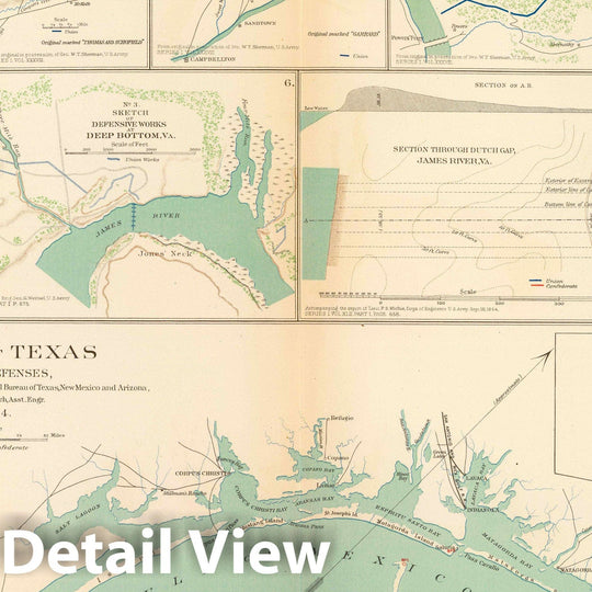 Historic Wall Map : Georgia, Atlanta Region (Ga.) 1895 Coast of Texas. , Vintage Wall Art