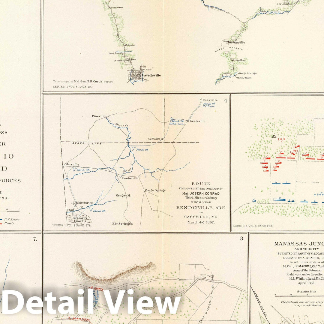 Historic Wall Map : Military Atlas - 1895 Island No. 10, New Madrid. - Vintage Wall Art