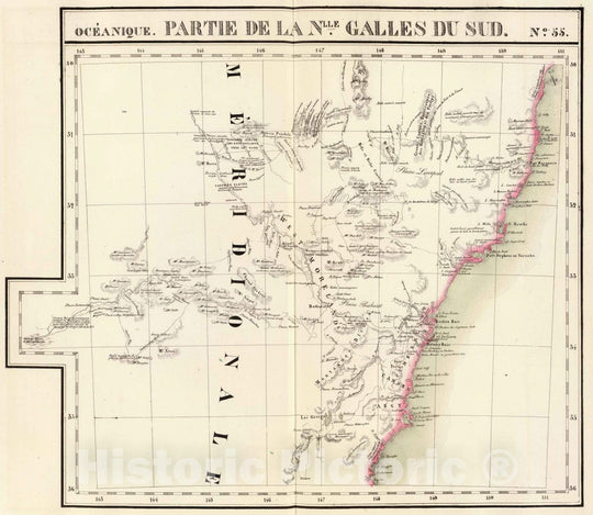 Historic Map : Australia, New South Wales 1827 Partie, Nlle. Galles du Sud. Oceanique no. 55. , Vintage Wall Art