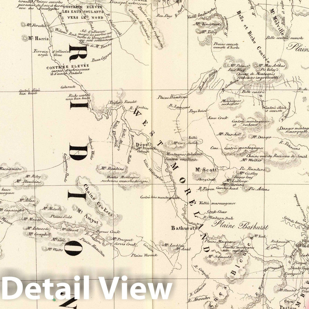 Historic Map : Australia, New South Wales 1827 Partie, Nlle. Galles du Sud. Oceanique no. 55. , Vintage Wall Art