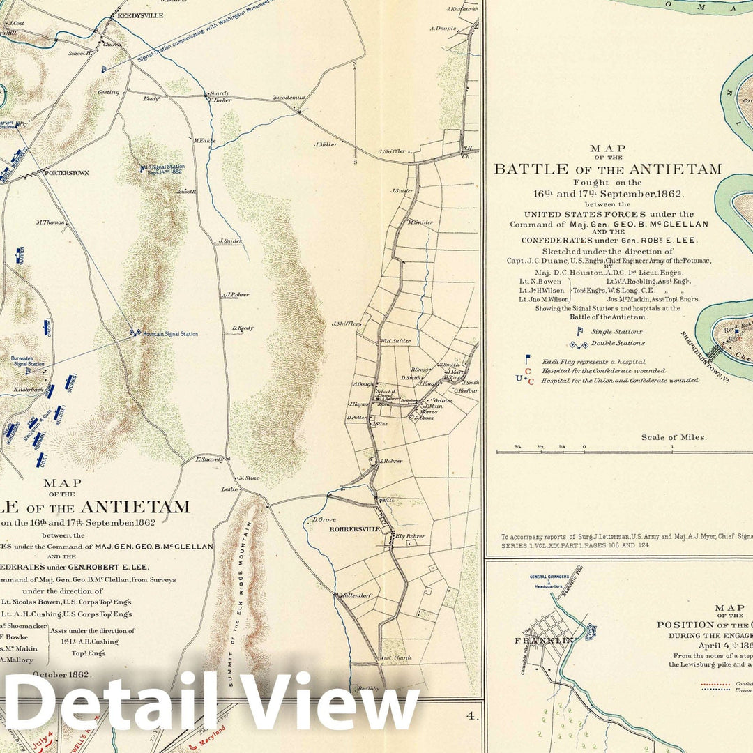 Historic Map : Military Atlas - 1895 Antietam, Suffolk, Gettysburg. - Vintage Wall Art