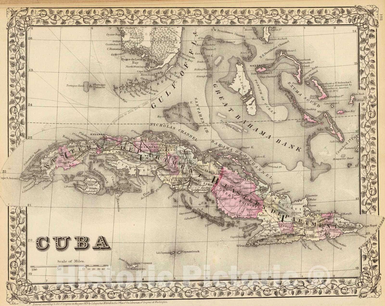 Historic Map : 1880 Cuba. - Vintage Wall Art