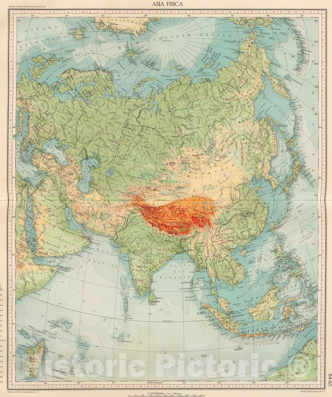 Historic Map : 1929 84-85. Asia fisica. - Vintage Wall Art