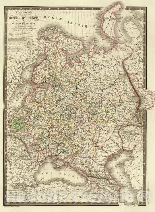 Historic Map : Poland; Russia, Europe, Eastern 1828 Russie d'Europe, Pologne. , Vintage Wall Art