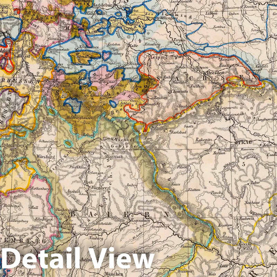 Historic Map : Austria; Germany, Europe, Central 1855 Deutschland. v2 , Vintage Wall Art