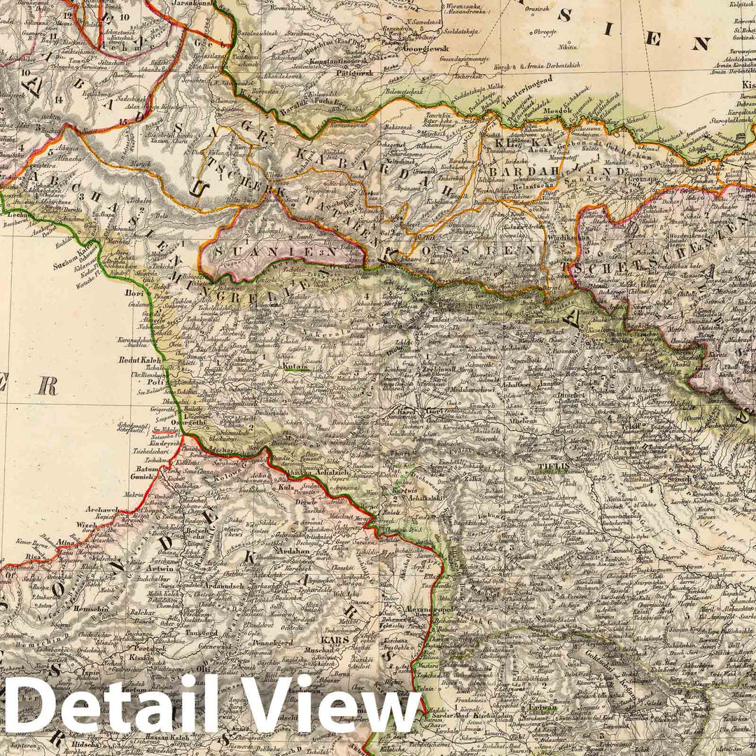 Historic Map : Georgia; Turkey, Caucasus 1855 Composite: Kaukasus. , Vintage Wall Art