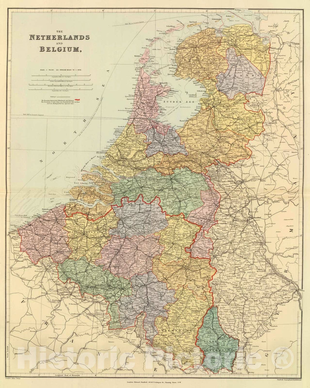 Historic Map : 1901 Netherlands, Belgium. - Vintage Wall Art