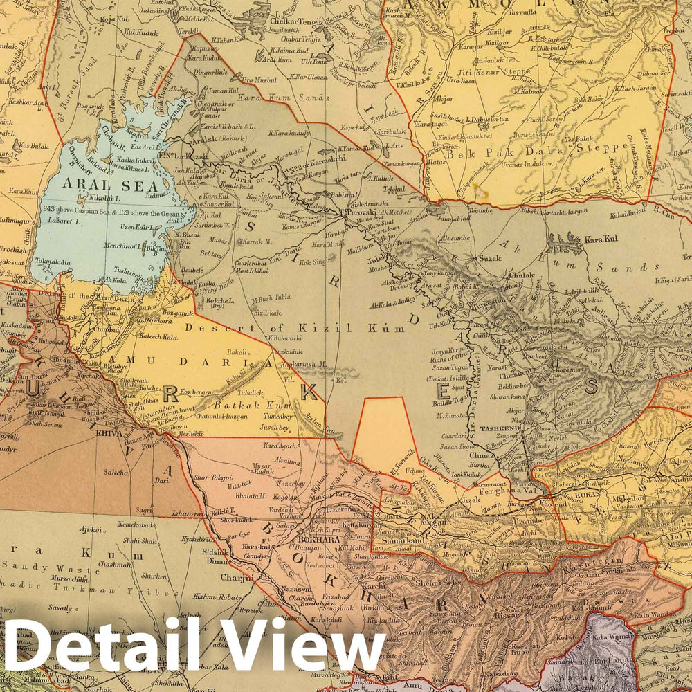 Historic Wall Map : 1901 Central Asia. - Vintage Wall Art