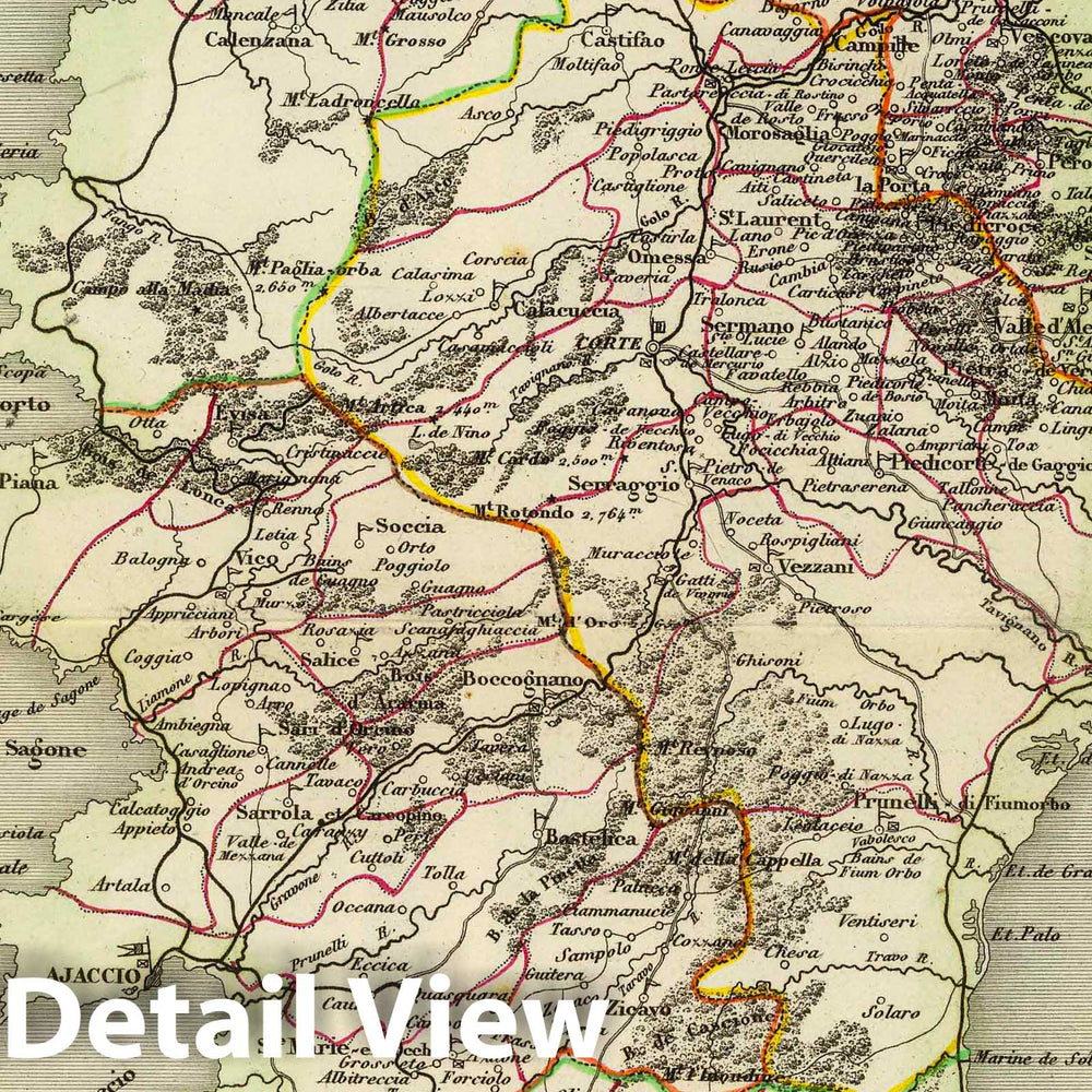 Historic Map : France, 1856 Dept. De Corsica. , Vintage Wall Art