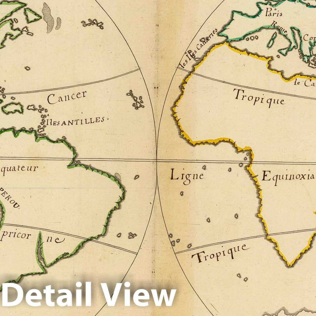 Historic Map : Manuscript Map - 1693 Planisfere, Cours du Soleil, Points cardinaus. - Vintage Wall Art