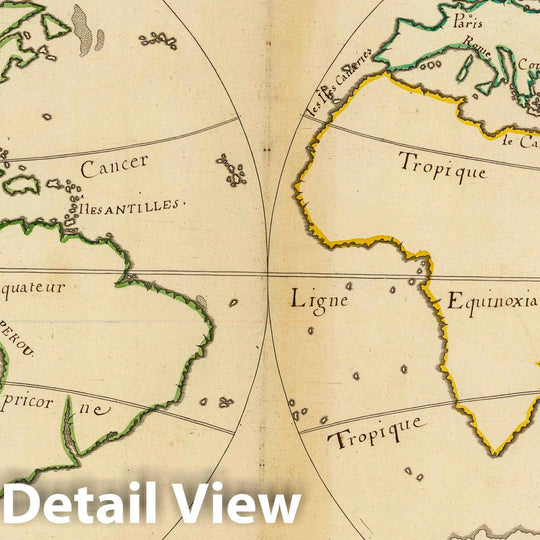 Historic Map : Manuscript Map - 1693 Planisfere, Cours du Soleil, Points cardinaus. - Vintage Wall Art