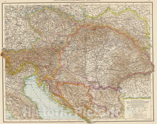 Historic Map : Austria; Hungary, Balkan Peninsula 1881 Oesterreich-Ungarische Monarchie. , Vintage Wall Art