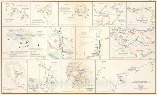 Historic Map : Military Atlas - 1895 Hanover, Hanover C.H, New Bridge, Mechanicsville, New Market, Malvern Hill, Cross Keys. - Vintage Wall Art