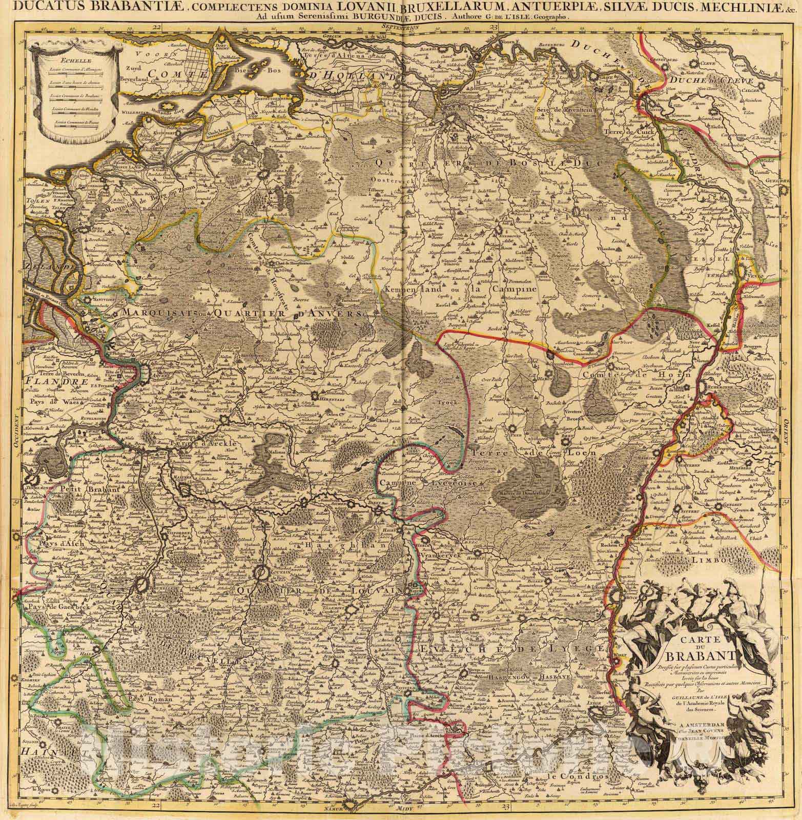 Historic Map : Belgium; Netherlands, 1742 Carte du Brabant. , Vintage Wall Art