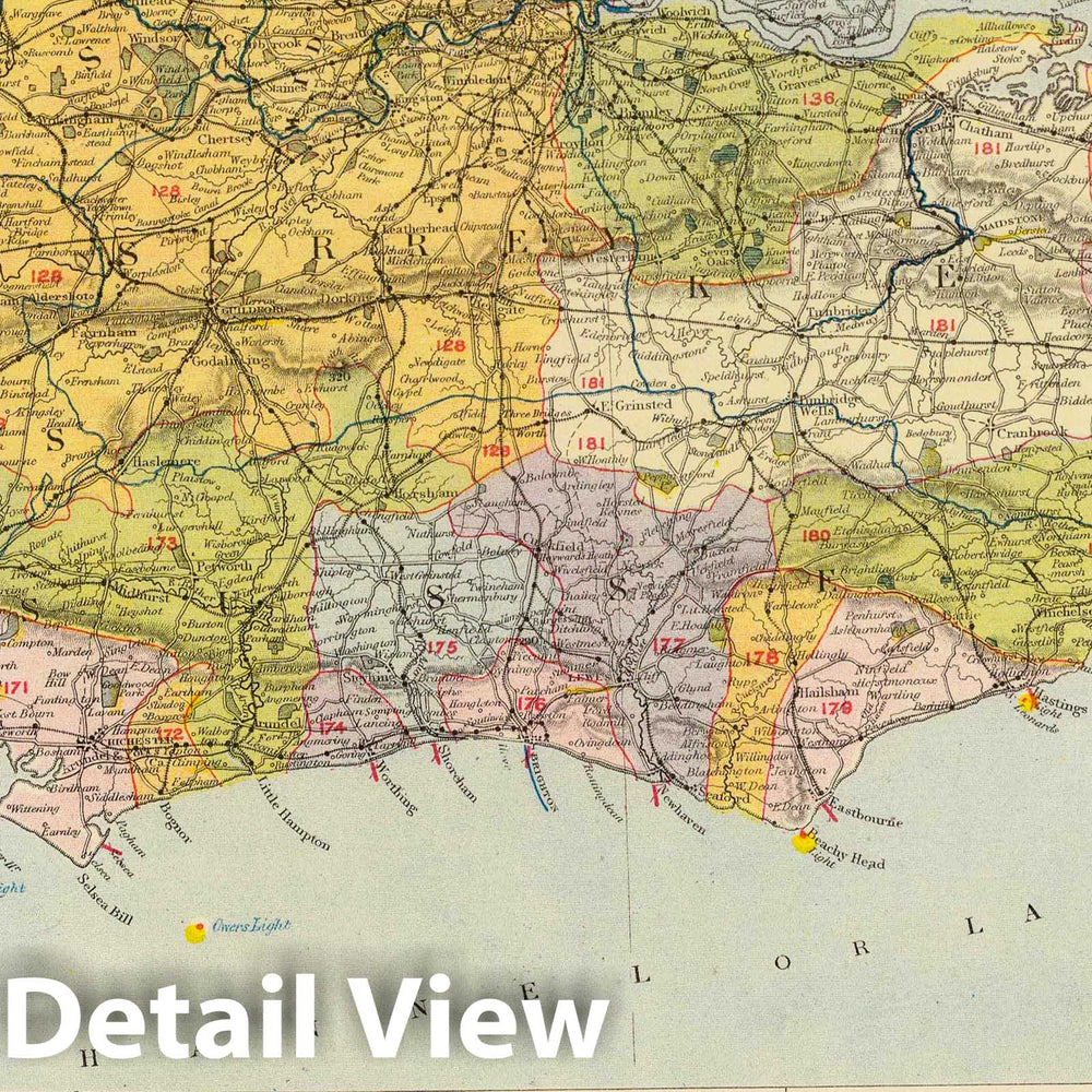 Historic Wall Map : 1883 Watershed map England, Wales 6. - Vintage Wall Art