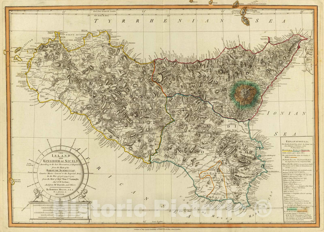 Historic Map : 1799 Sicily. - Vintage Wall Art