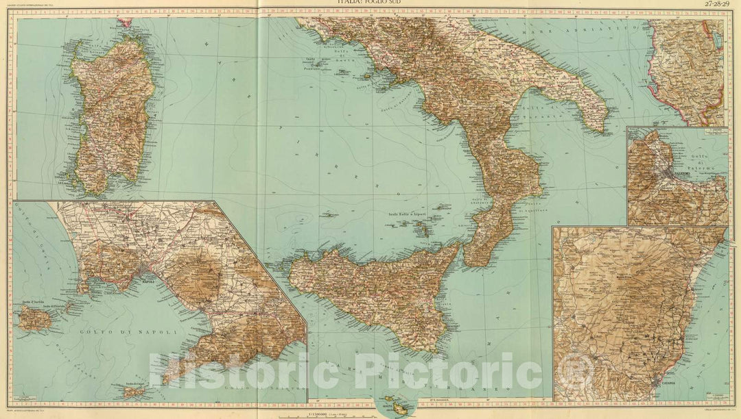 Historic Map : Italy, Naples Region (Italy) 1929 27-29. Italia sud. , Vintage Wall Art